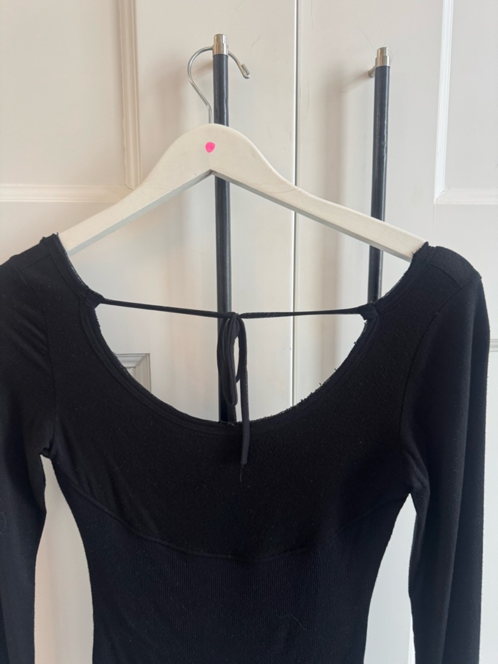Joah Brown Black Long-Sleeve Scoop Back Tie Top - Picture 6 of 8